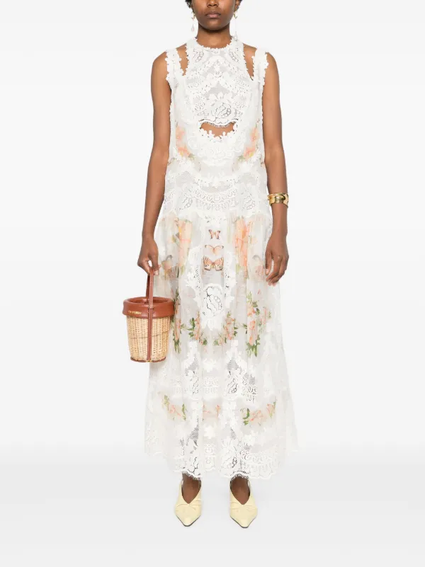 ZIMMERMANN Natura Lace Patch Dress | Neutrals | FARFETCH