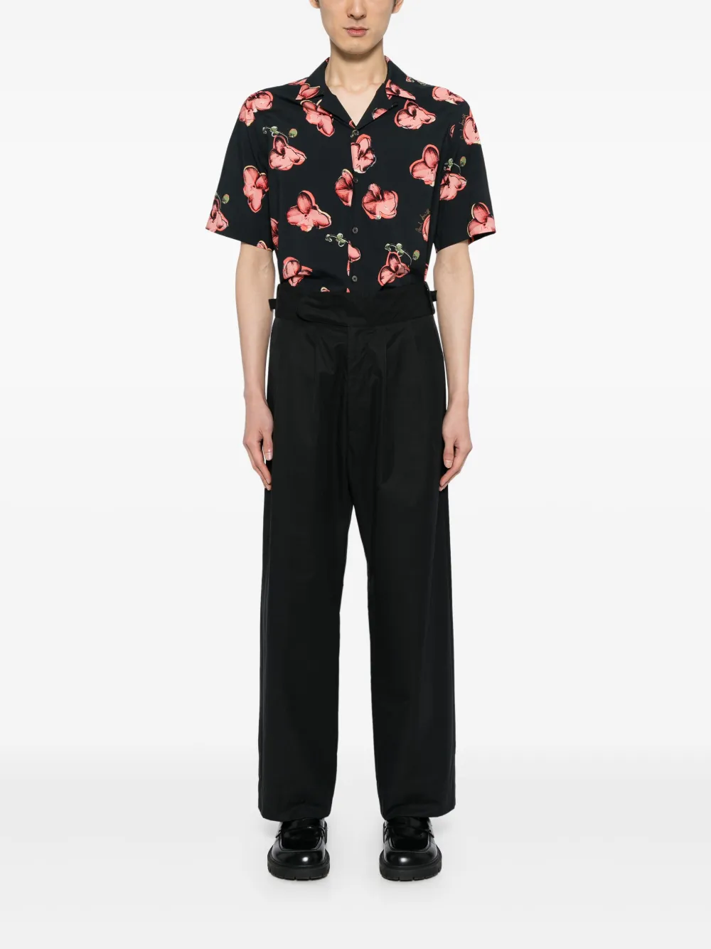 Paul Smith Orchid-print short-sleeves shirt - Zwart