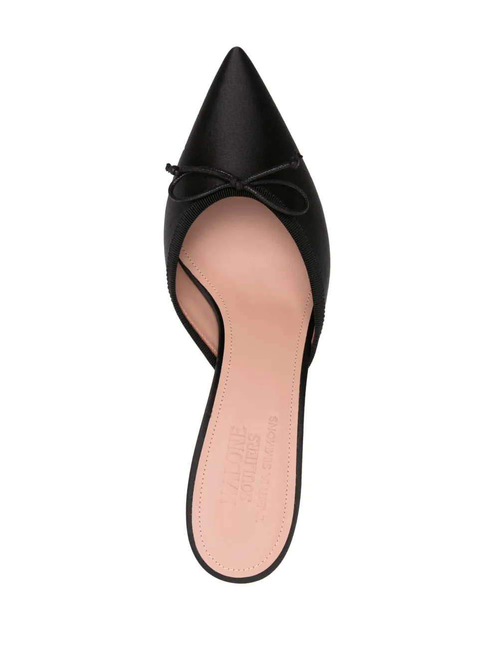 Malone Souliers bow-detail satin mules Black