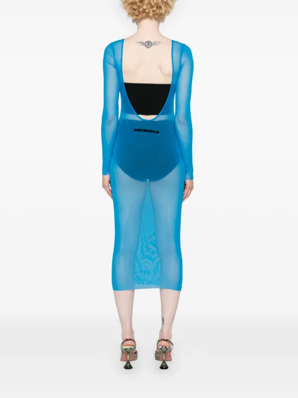 Jean Paul Gaultier x Shayne Oliver Mesh Midi Dress Blue FARFETCH CA