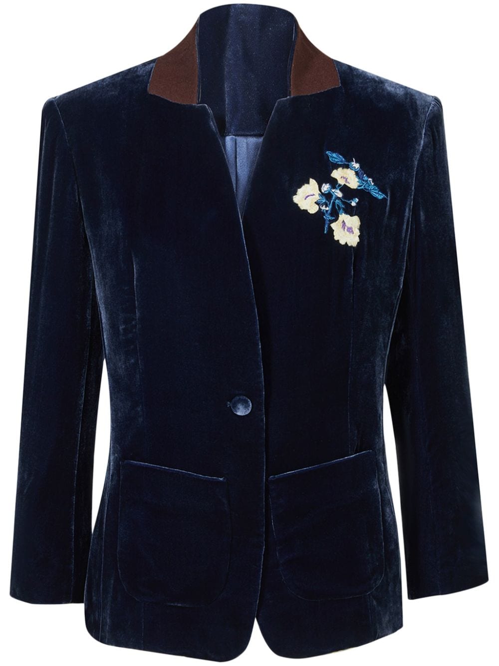 embroidered-design velvet blazer