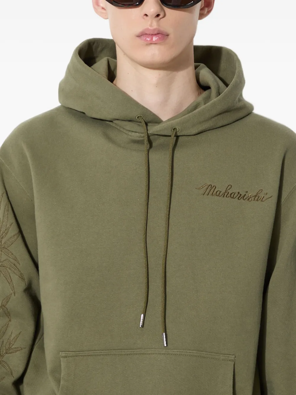 Maharishi Hoodie met bamboemouwen en borduurwerk Groen