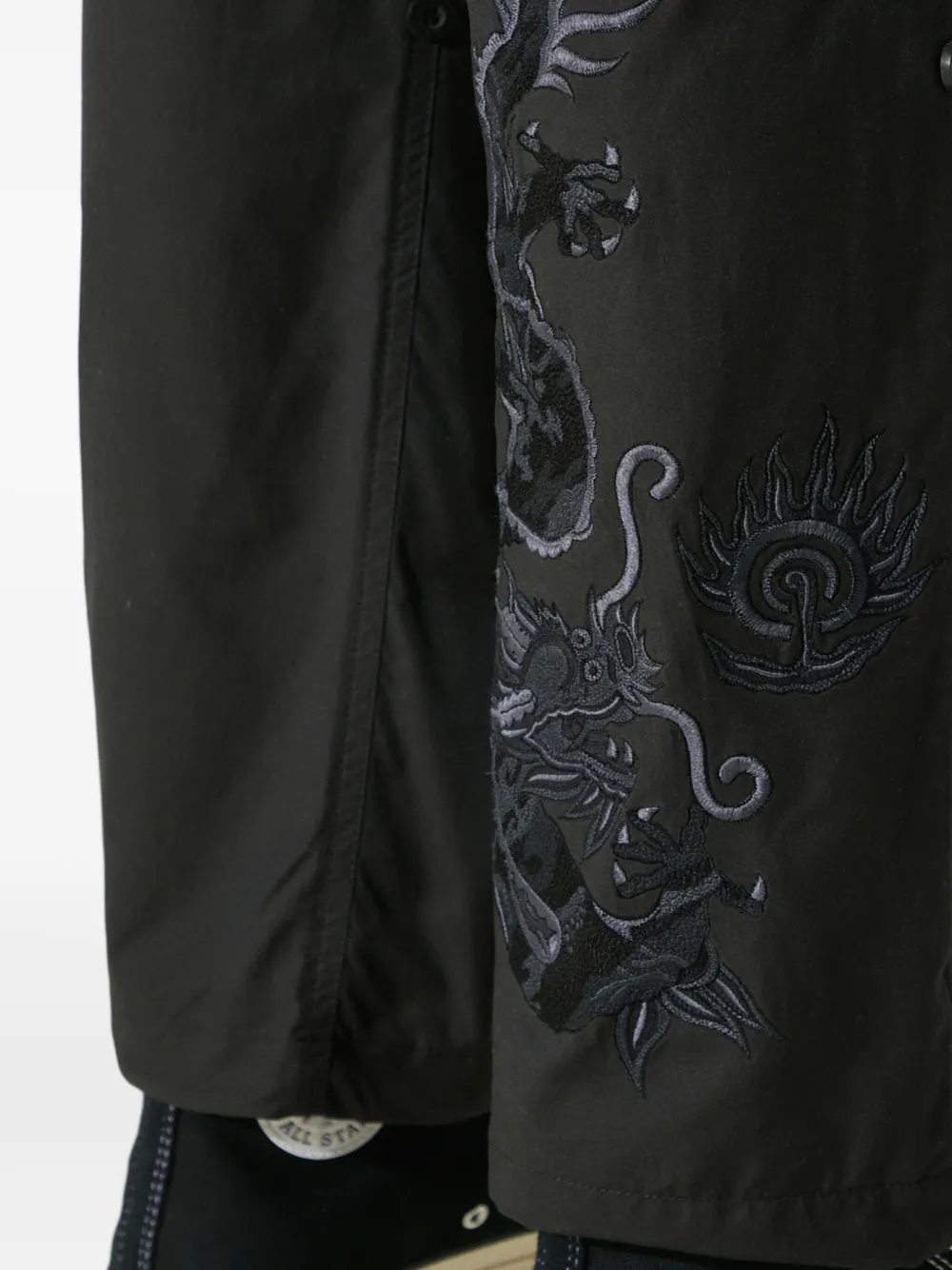 Maharishi Original Dragon embroidered trousers Zwart