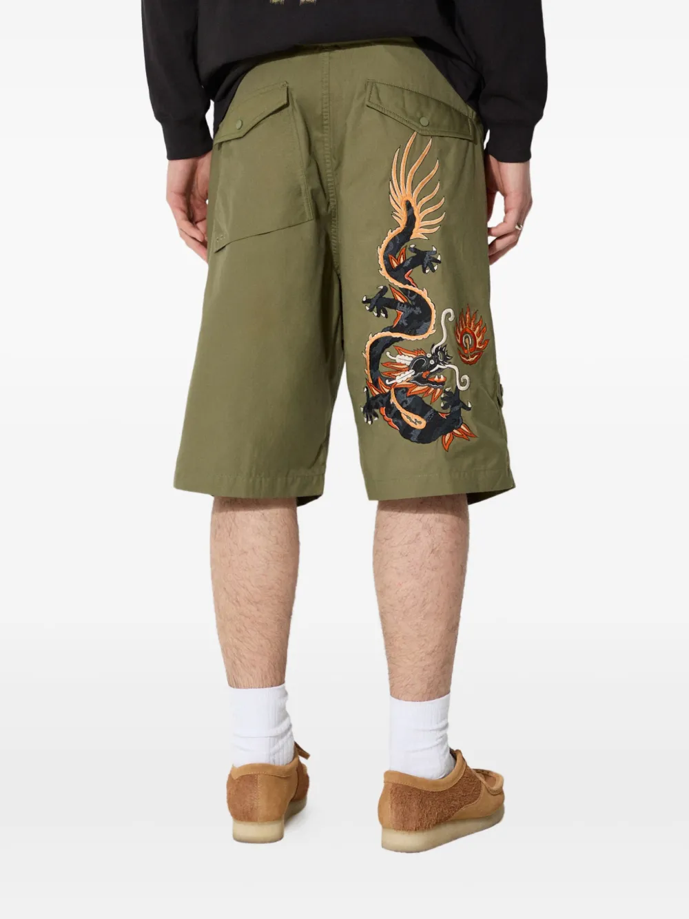 Maharishi dragon-embroidered cargo shorts Groen