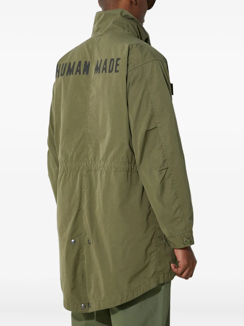 Human Made logo-patch drawstring parka Groen