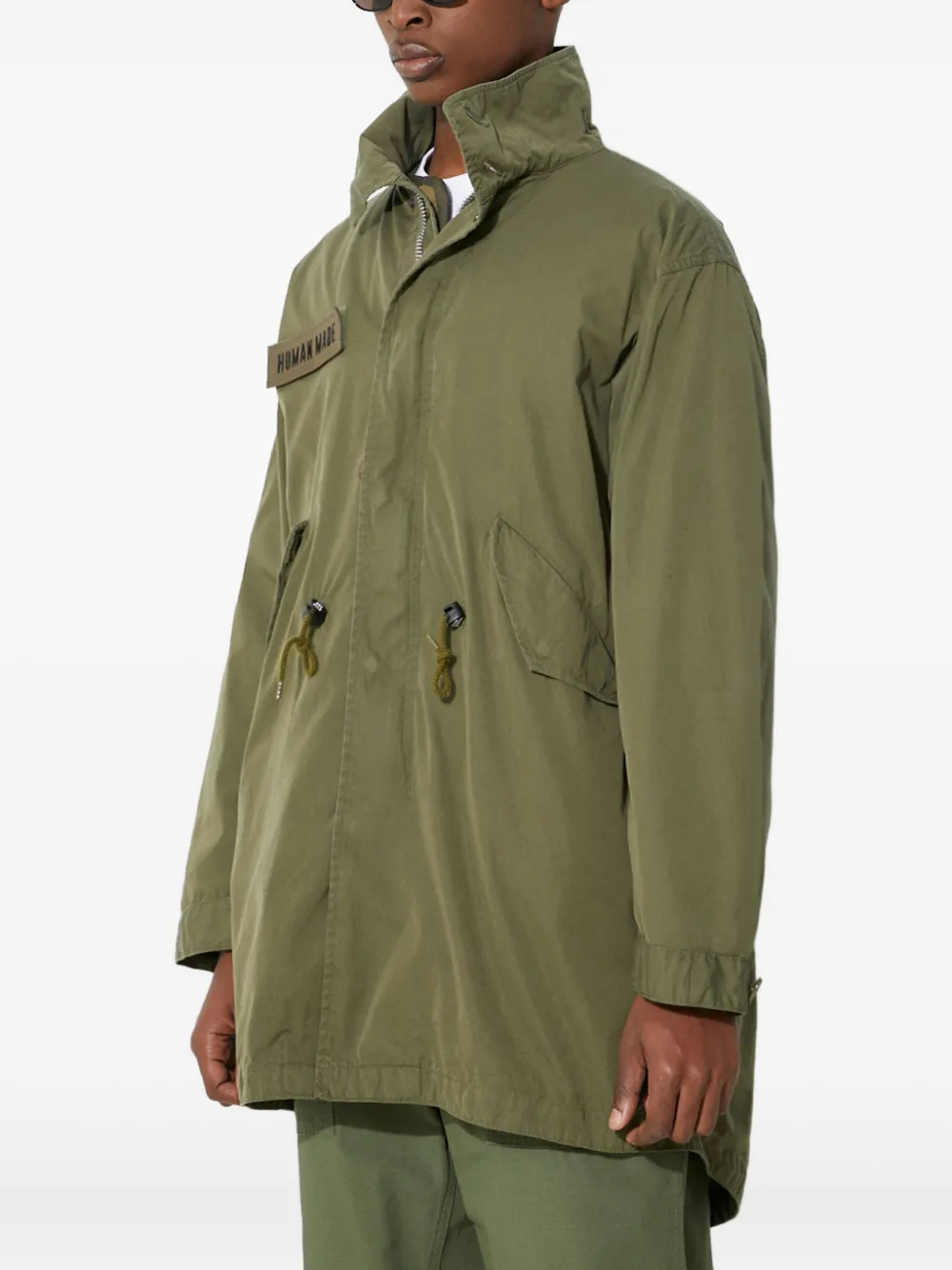 Human Made logo-patch drawstring parka Groen