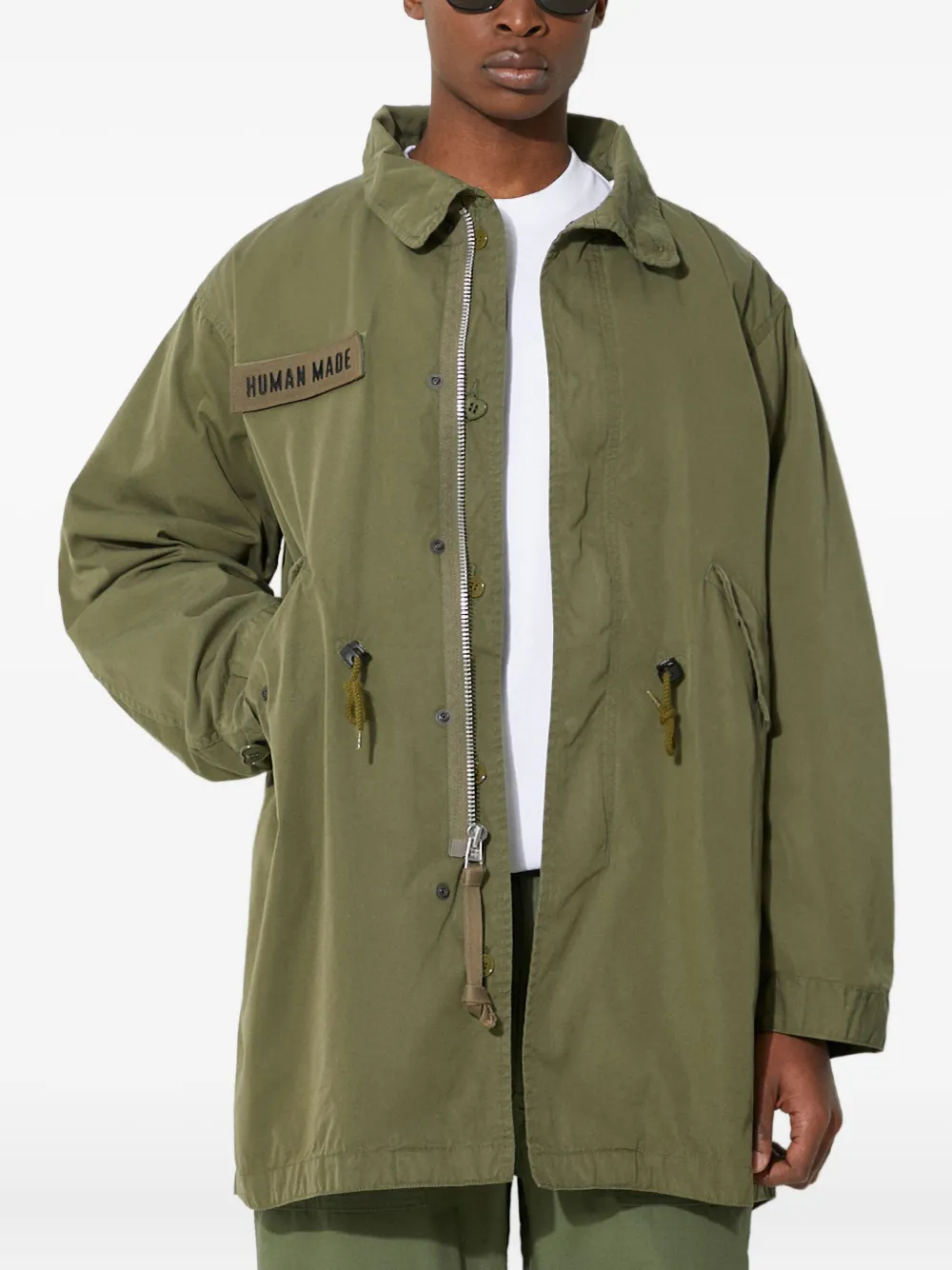 Human Made logo-patch drawstring parka - グリーン Human Made logo-patch drawstring parka - グリーン
