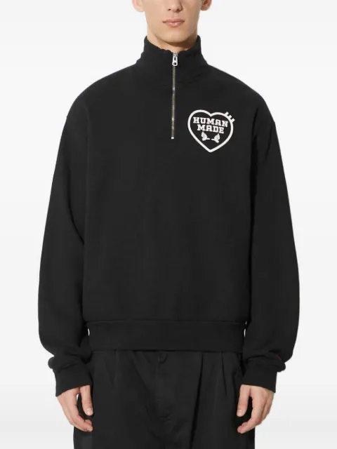 Human Made heart-logo half-zip sweatshirt