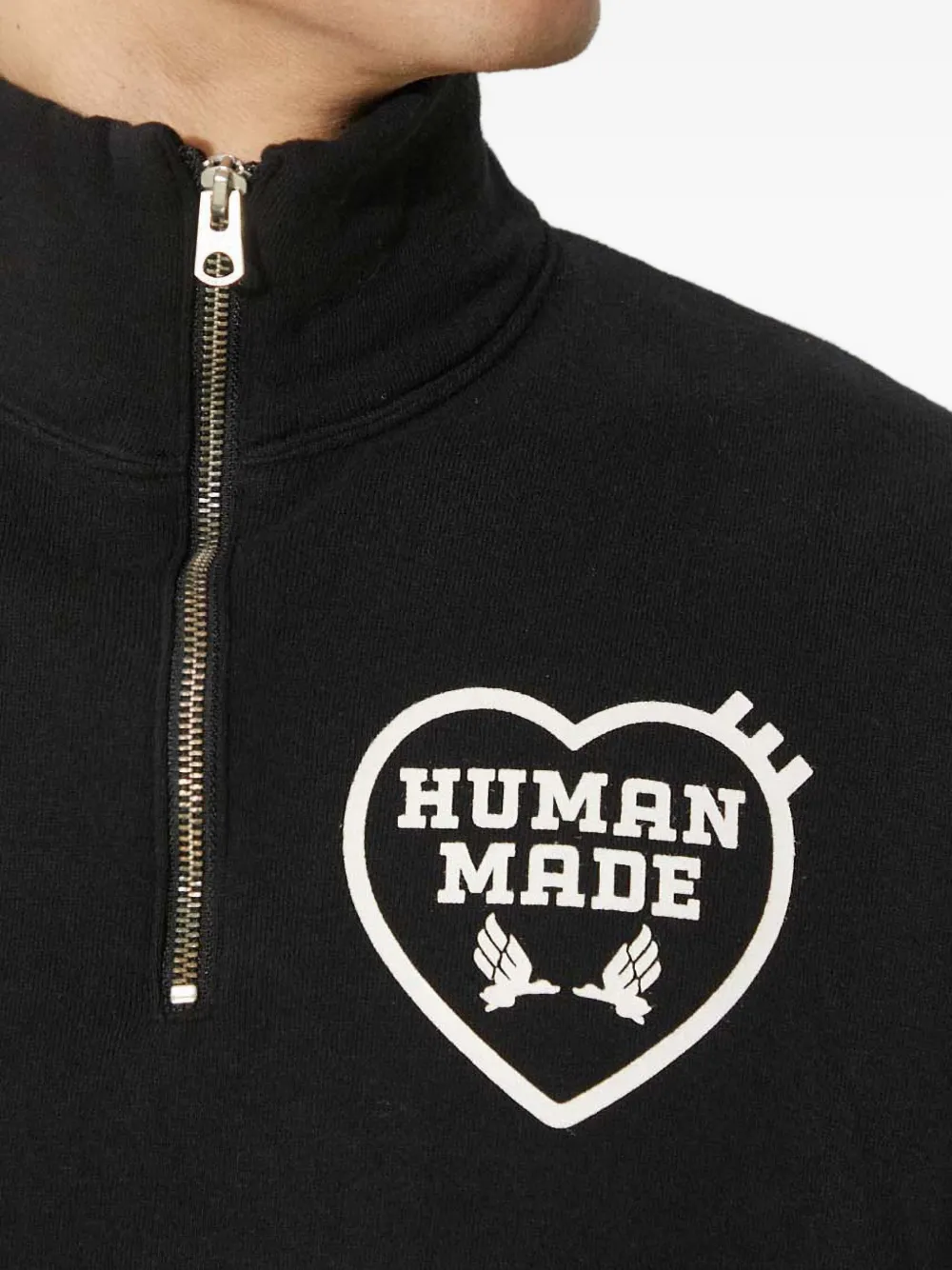 Human Made Sweater met halve rits en logo Zwart
