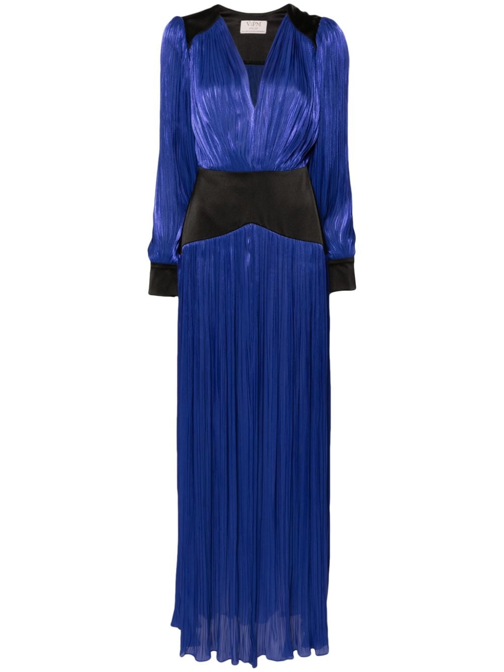 V:pm Atelier Delilah Plissé Gown In Blue