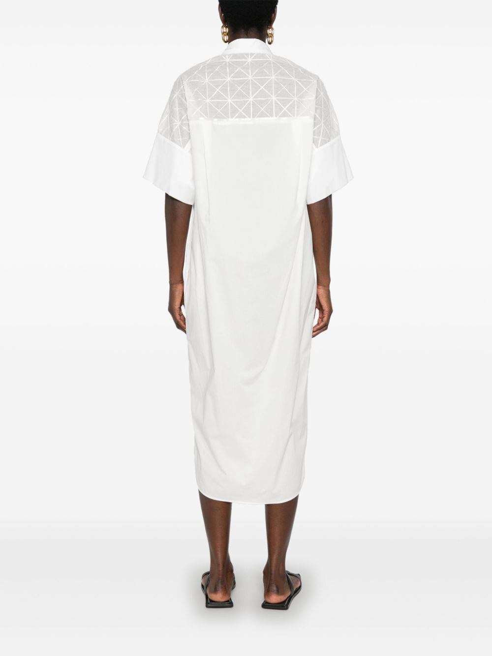 Shop Gentry Portofino Sheer-panelled Shirt Maxi Dress In White