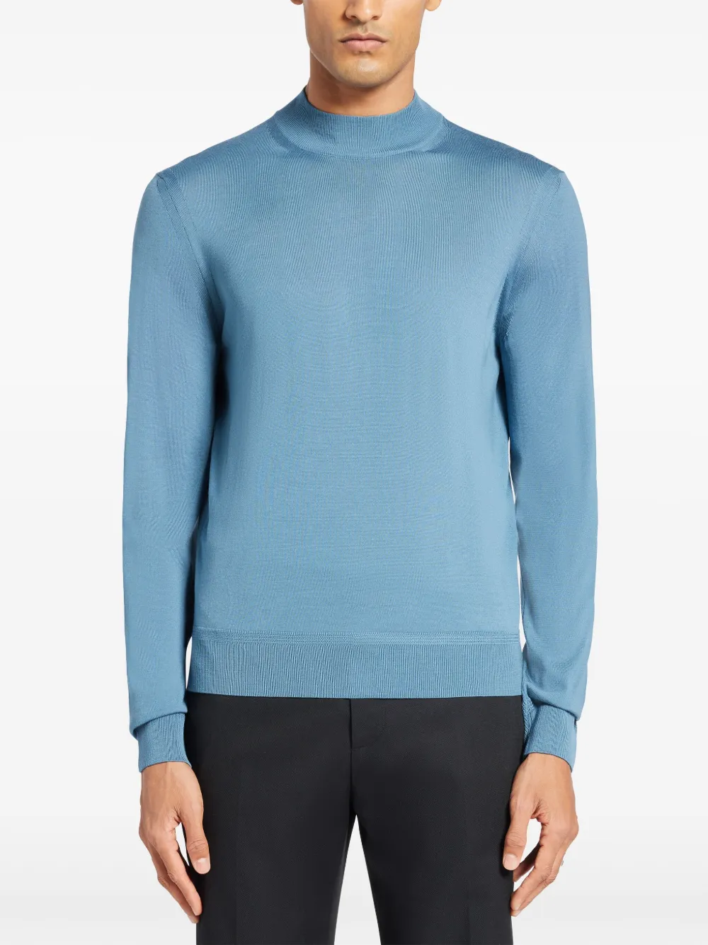 TOM FORD Gebreide wollen trui met opstaande hals Blauw