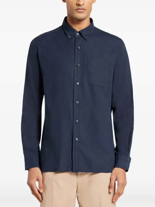 TOM FORD patch-pocket button-down Shirt Blue FARFETCH