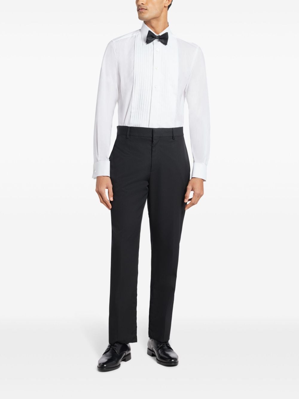 TOM FORD pleated bib-collar cotton shirt - Wit