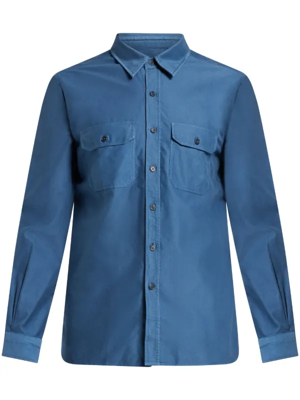 TOM FORD flap-pockets button-up Shirt Blue FARFETCH MY
