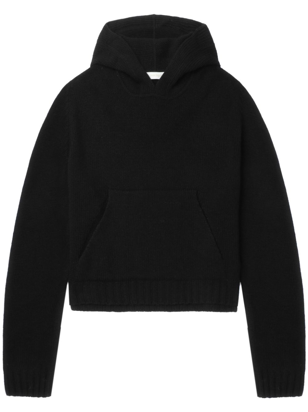 Palm Angels curved logo knitted hoodie - Black