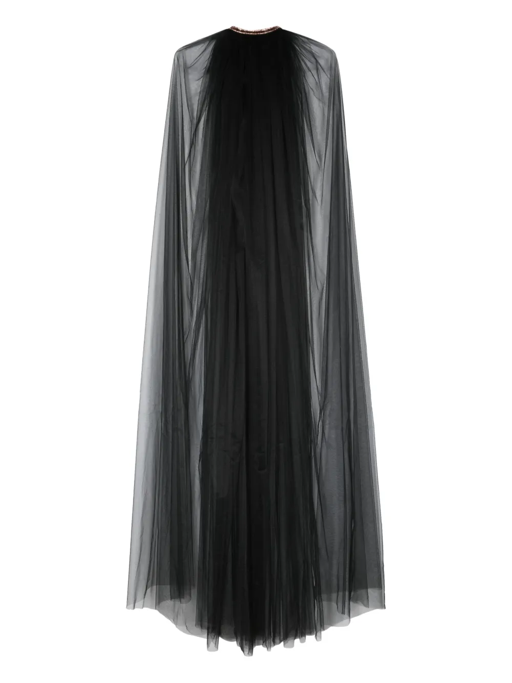 V:pm Atelier Wanda Rhinestoned Tulle Cape In Black