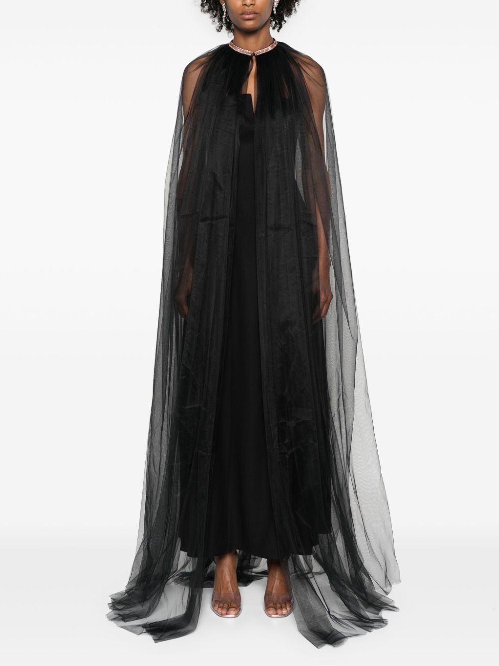 V:PM ATELIER Wanda tulle cape - Black