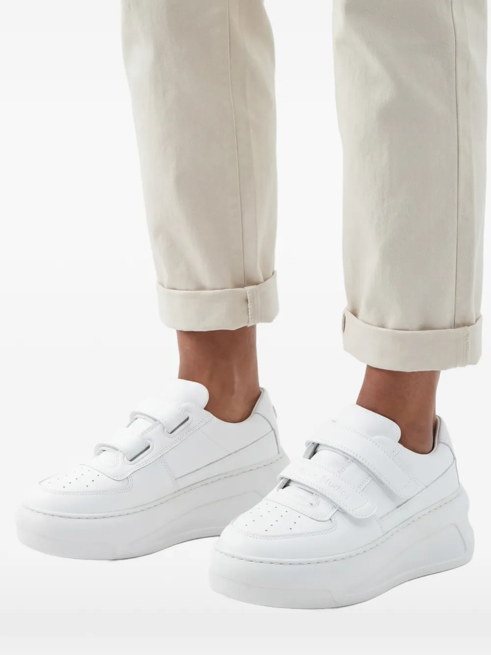 Acne Studios Sneakers met klittenband en plateauzool Wit