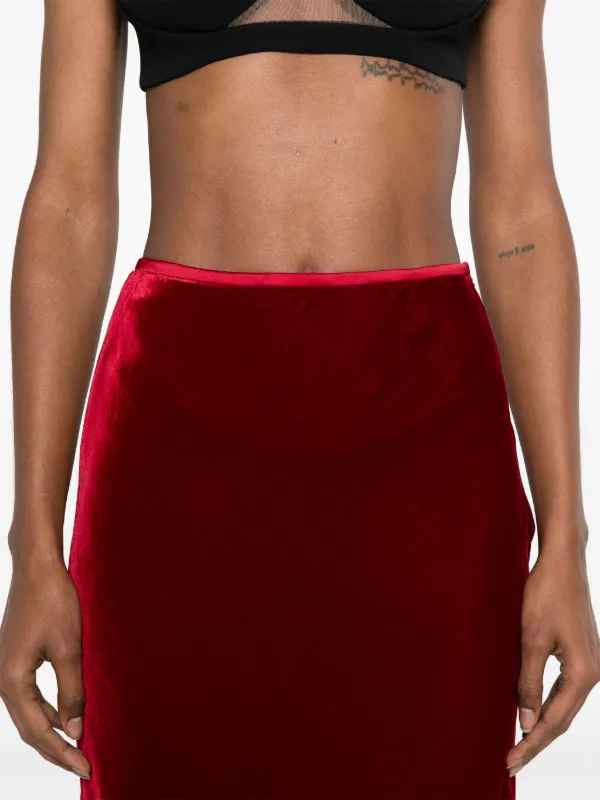 V:PM ATELIER Burlesque Midi Velvet Skirt | Red | FARFETCH