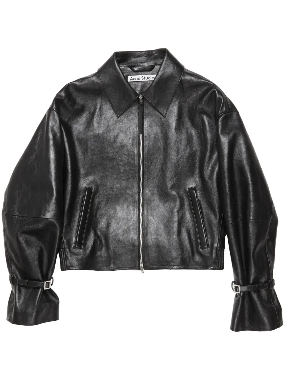 Acne Studios Long-sleeved Leather Jacket In Black