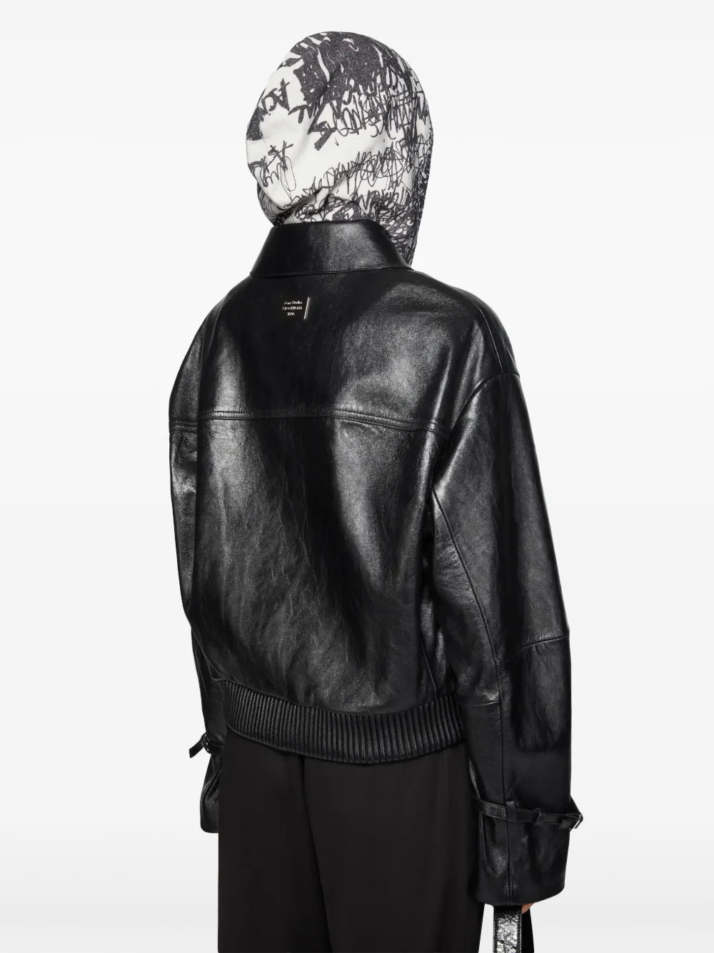 Acne Studios Long-sleeved Leather Jacket In Black