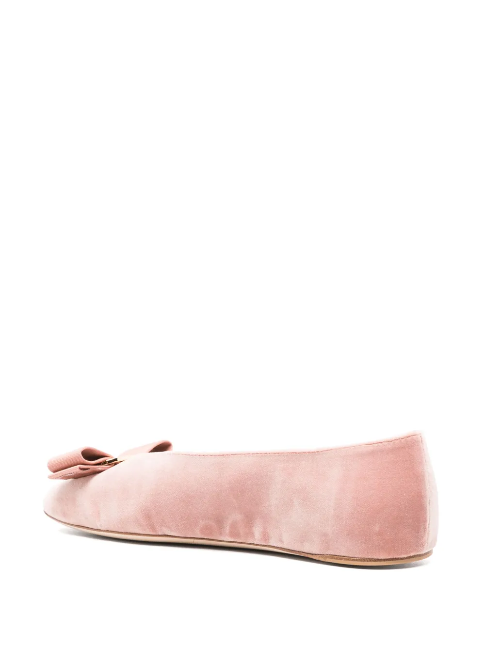 Shop Ferragamo Vara Bow-detail Velvet Ballerina Shoes In Pink