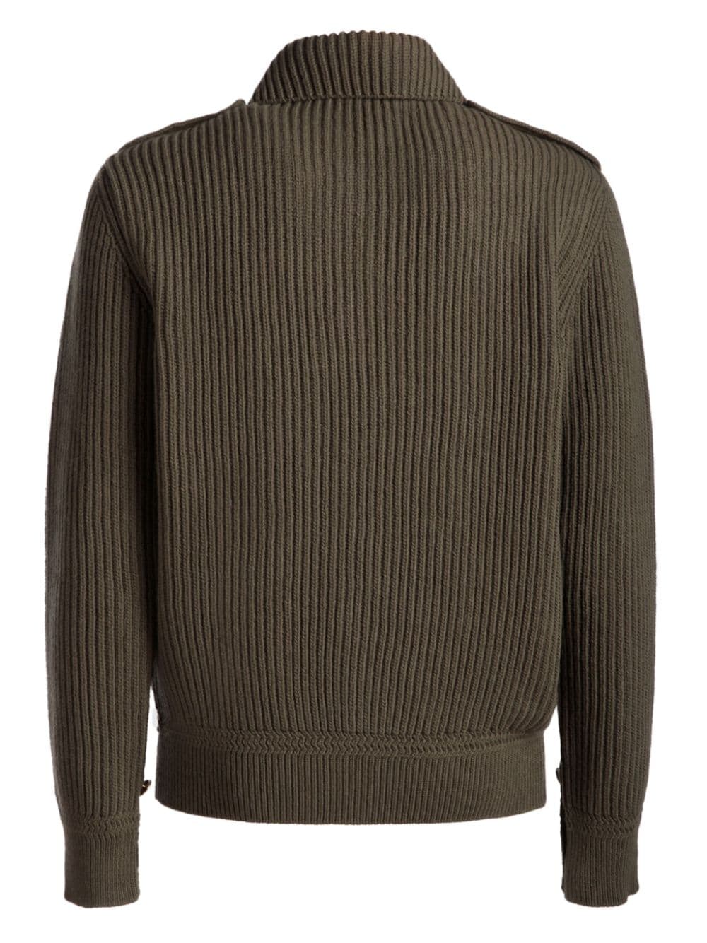 Shop Bally X Adrien Brody Ribbed Wool Cardigan In Grün