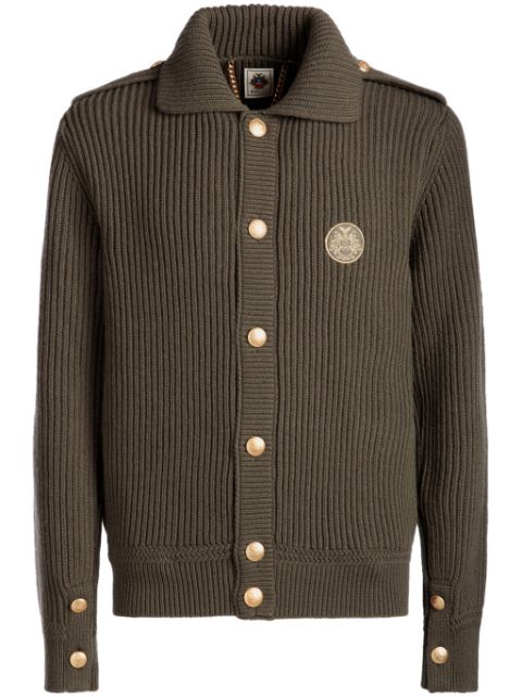 Bally x Adrien Brody ribbet cardigan i uld