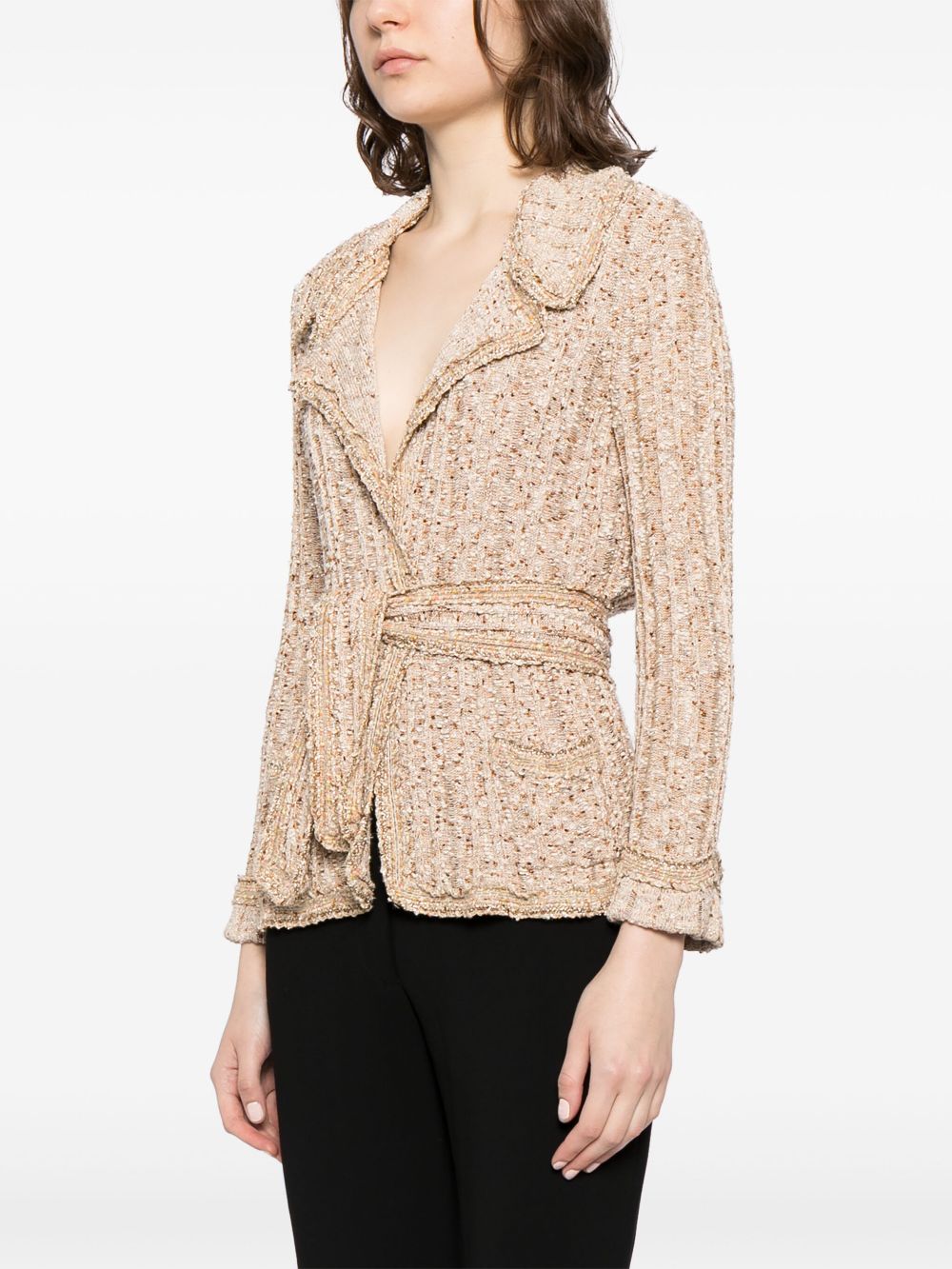 CHANEL 2006 melange-effect belted cardigan Women