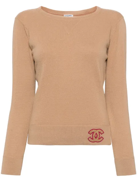 CHANEL 2001 CC-applique cashmere jumper Women