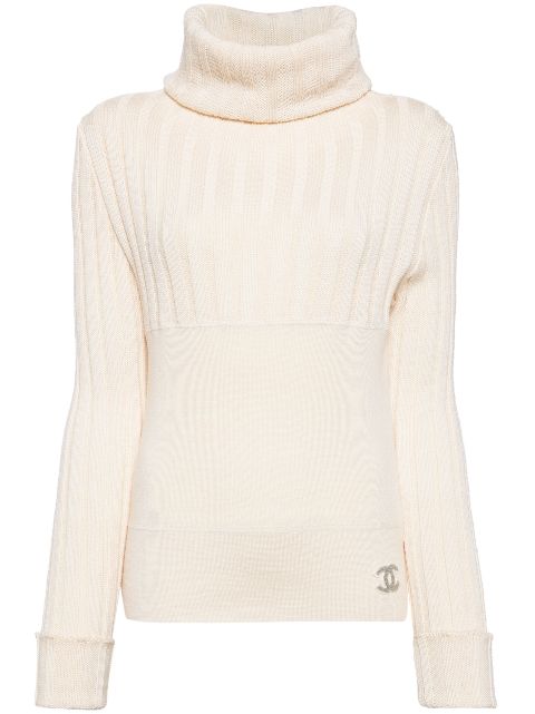 CHANEL 2001 CC roll-neck wool jumper Women