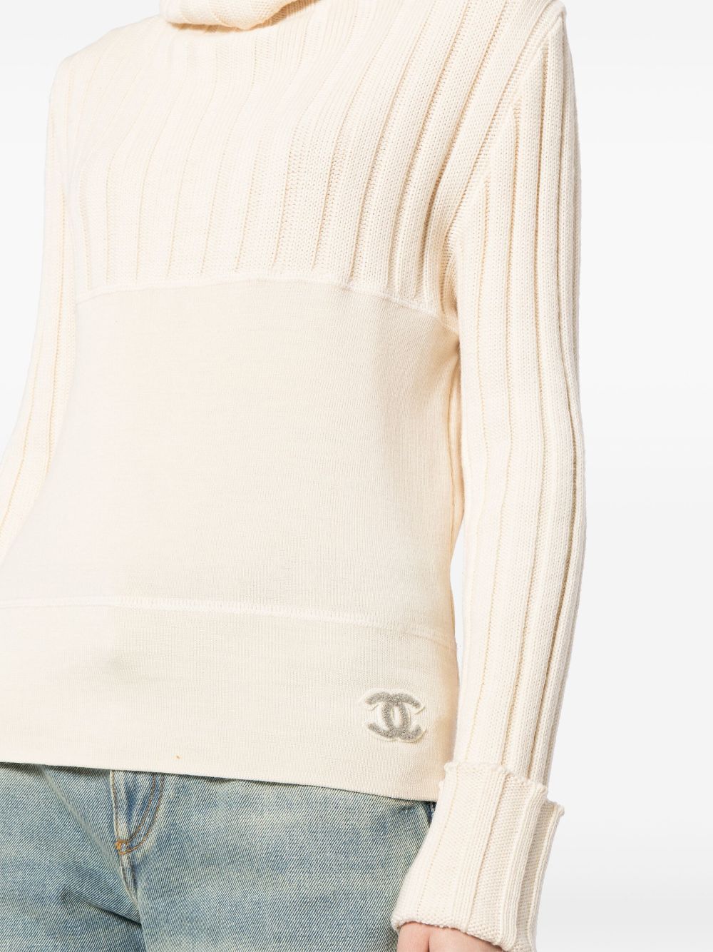 CHANEL 2001 CC roll-neck wool jumper Women