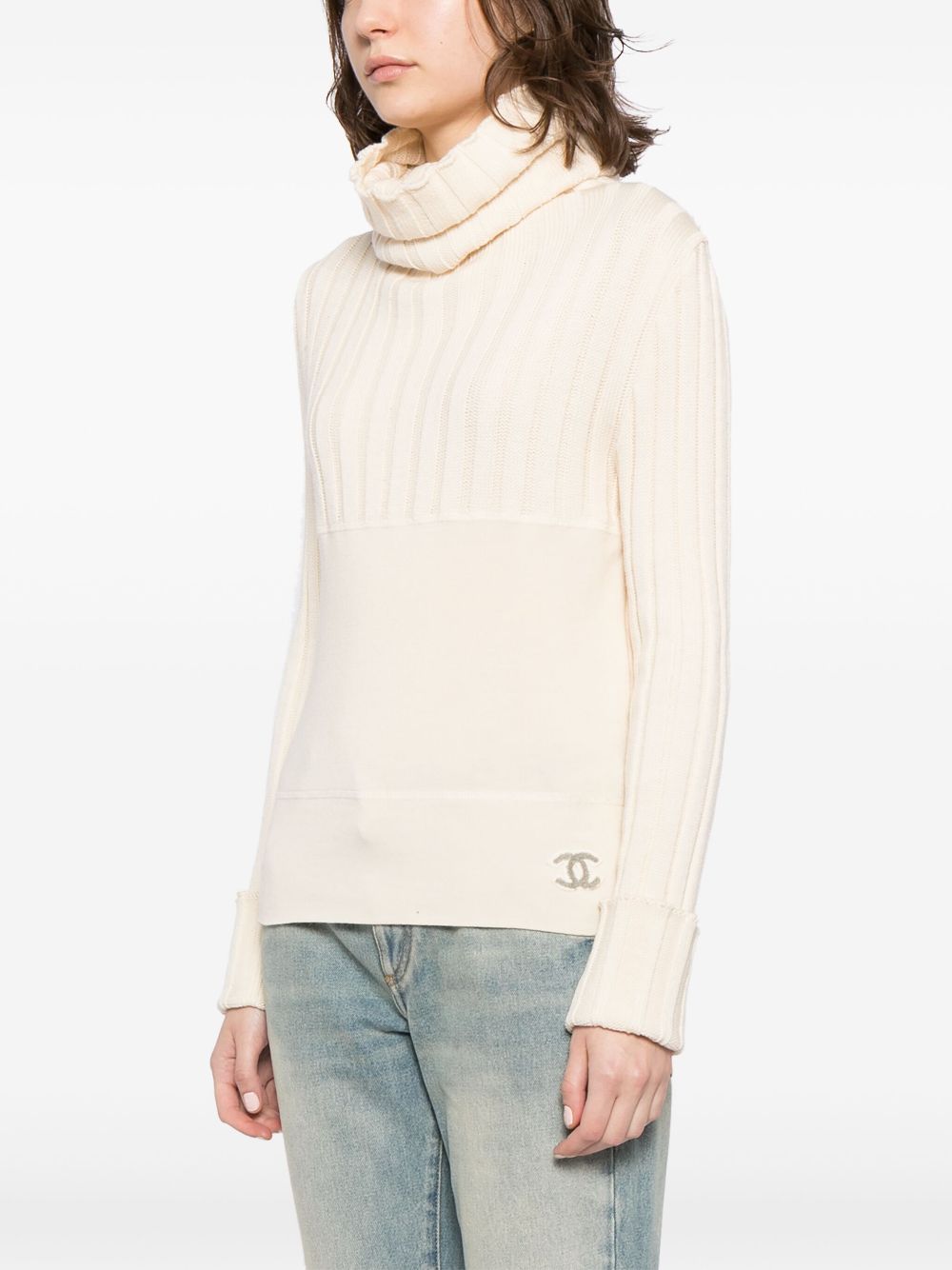 CHANEL 2001 CC roll-neck wool jumper Women