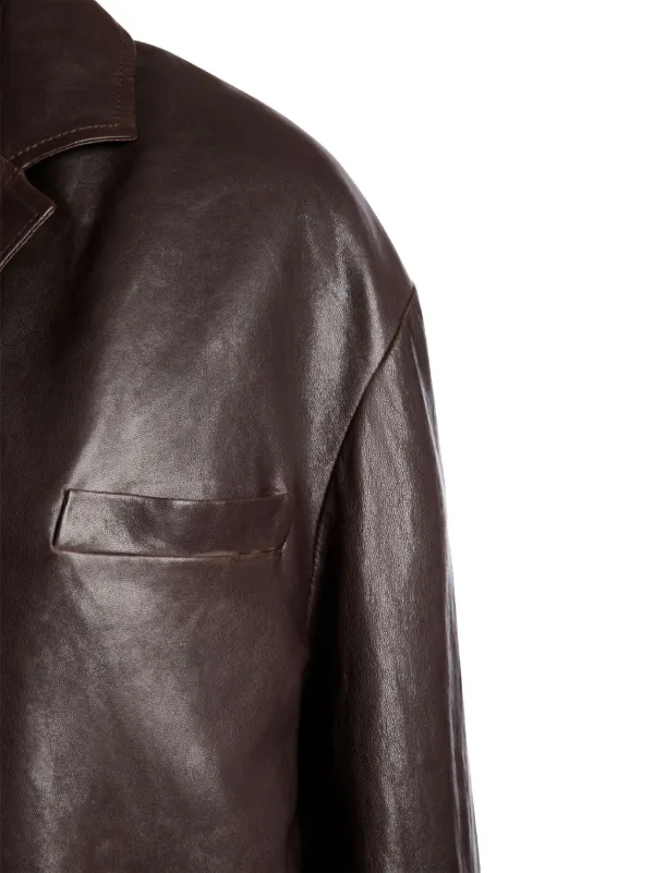 【24AW NEW】BALLY_women / レザージャケット / Brown Bally Leather Jacket | Brown | FARFETCH