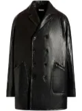 Bally double-breasted leather coat - Black