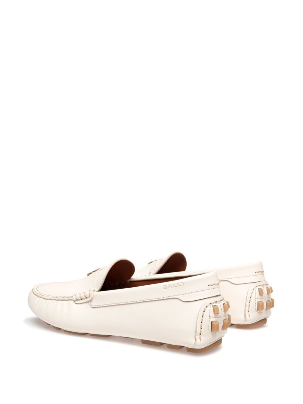 Bally gold-tone logo-plaque leather loafers Neutrals