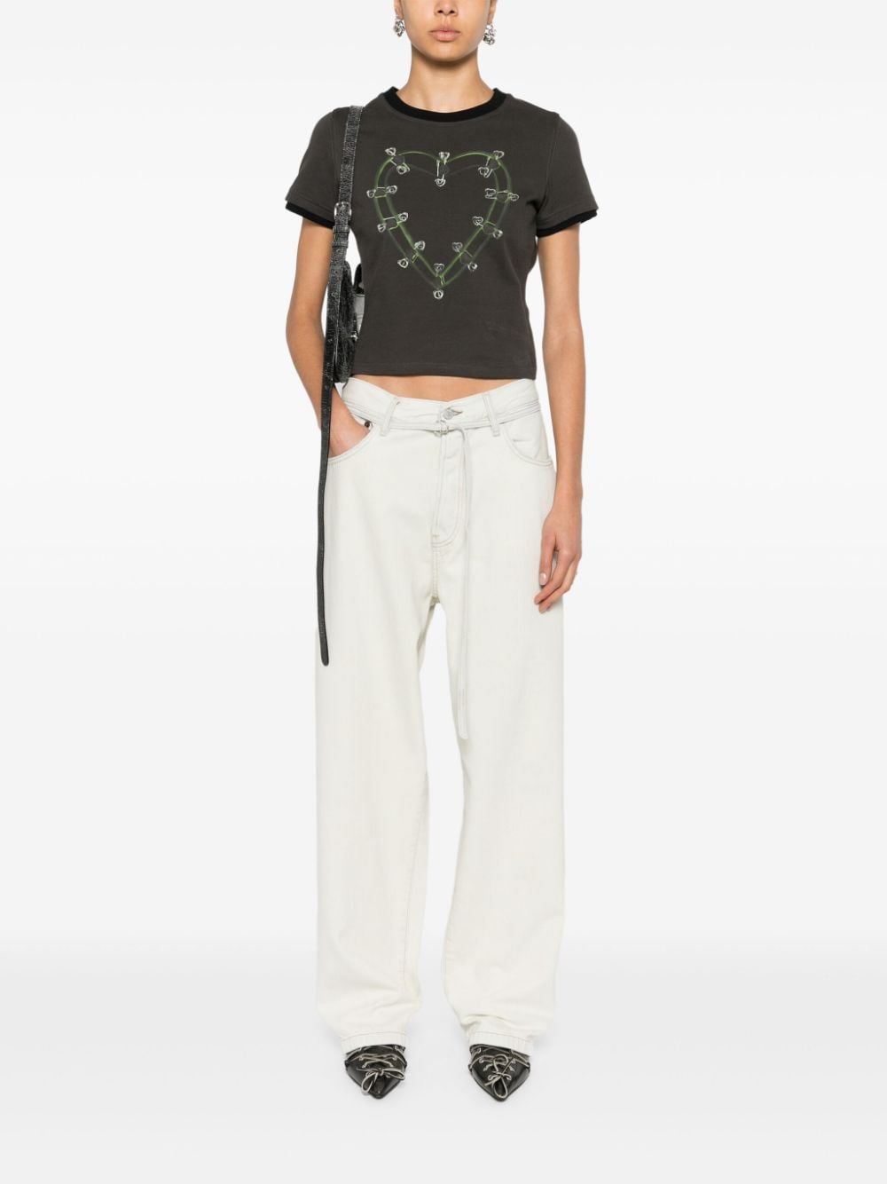 Shop Acne Studios Belted Tapered-leg Jeans In Blau