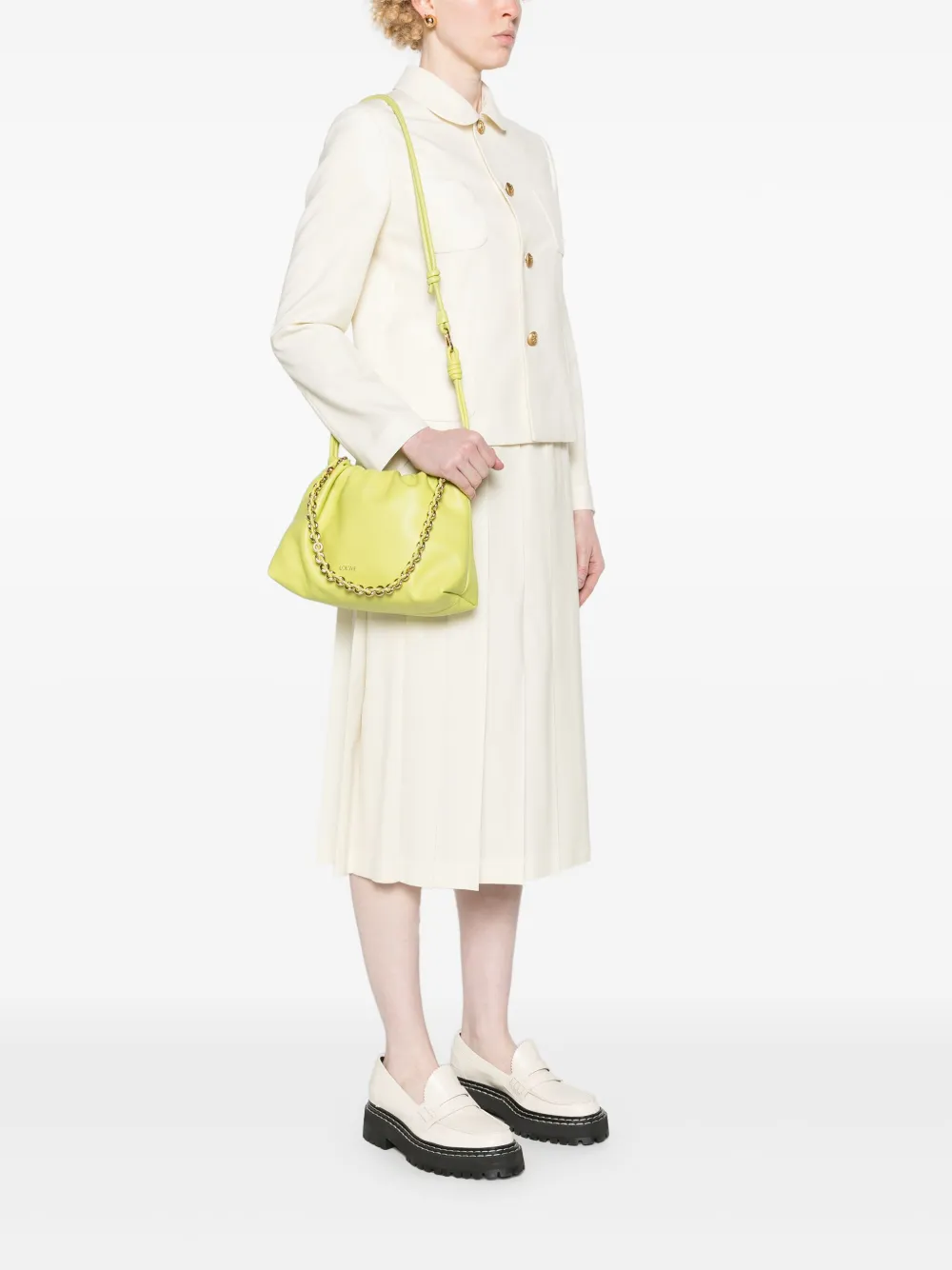 LOEWE Flamenco leren clutch - Groen