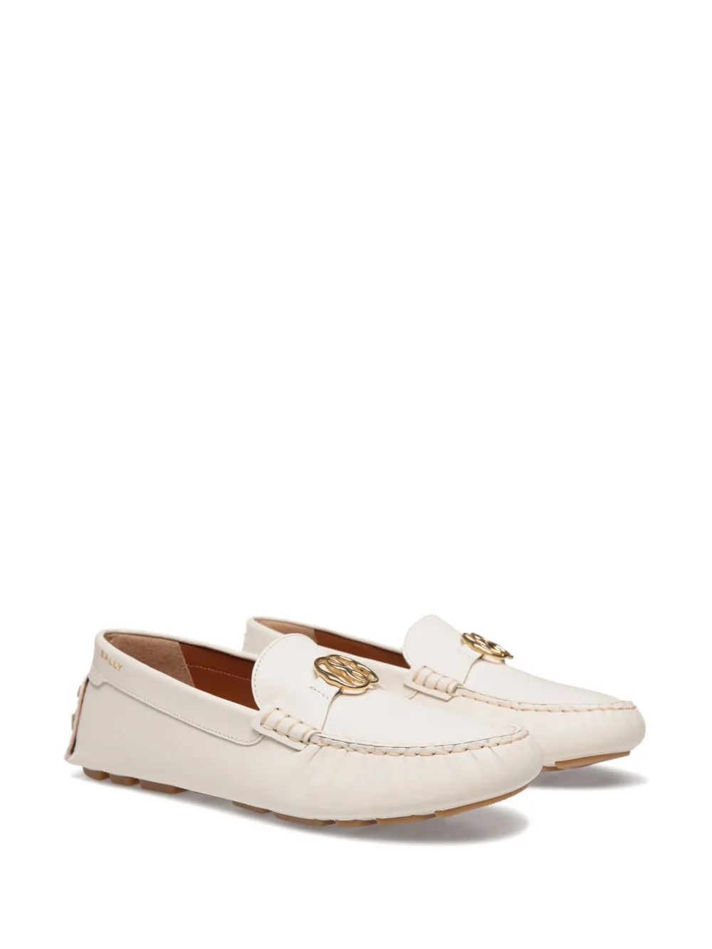 Bally Leren loafers met logoplakkaat - Beige
