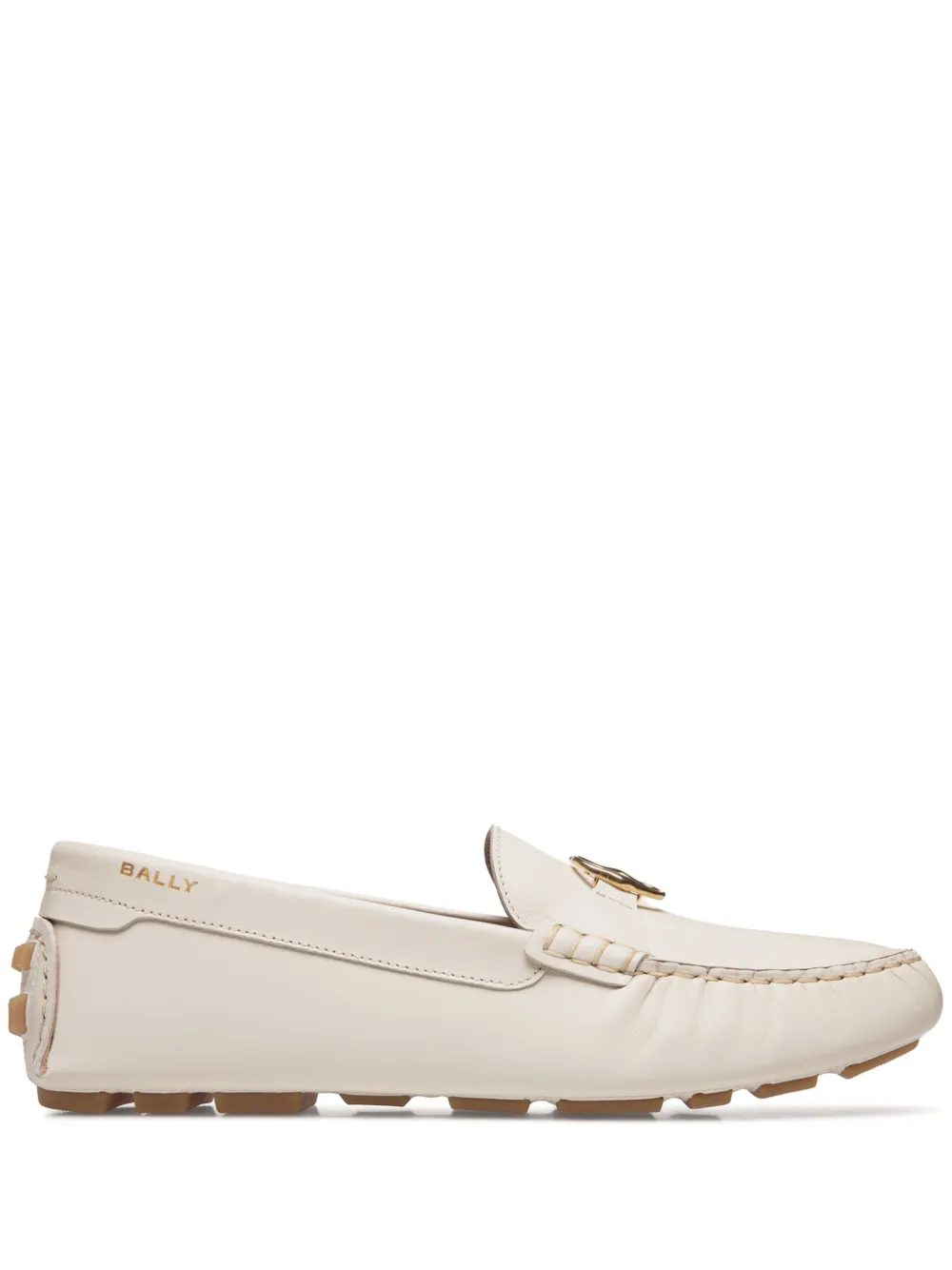 Bally Leren loafers met logoplakkaat Beige