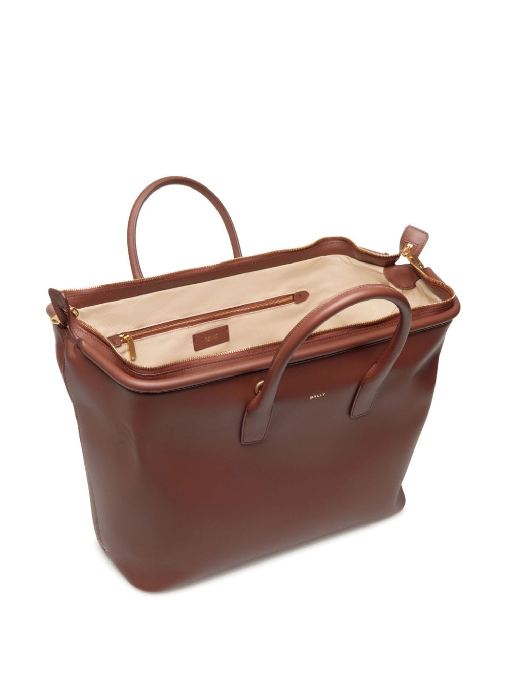 Shop Bally Zipped Leather Tote Bag In Brown