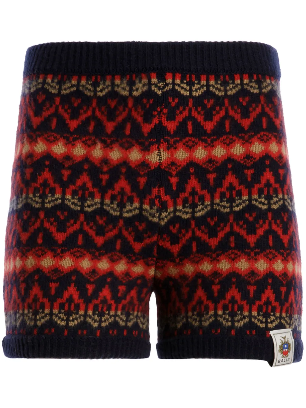 Bally patterned intarsia-knit wool shorts | Black | Image 1
