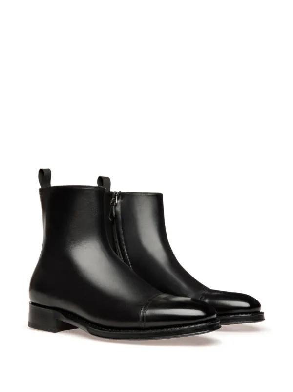 Bally Black retailer Leather Side Zipper Boots