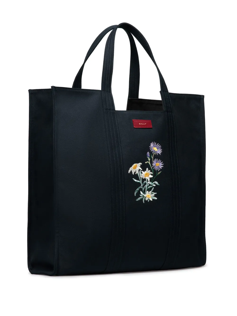 Bally Shopper met geborduurde bloemen Blauw