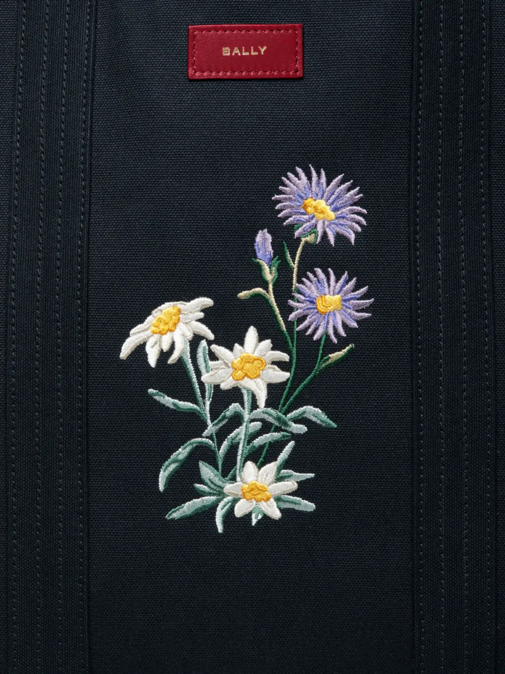 Bally Shopper met geborduurde bloemen Blauw