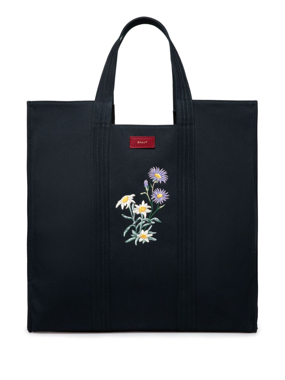 Bally floral-embroidery tote bag - Blue