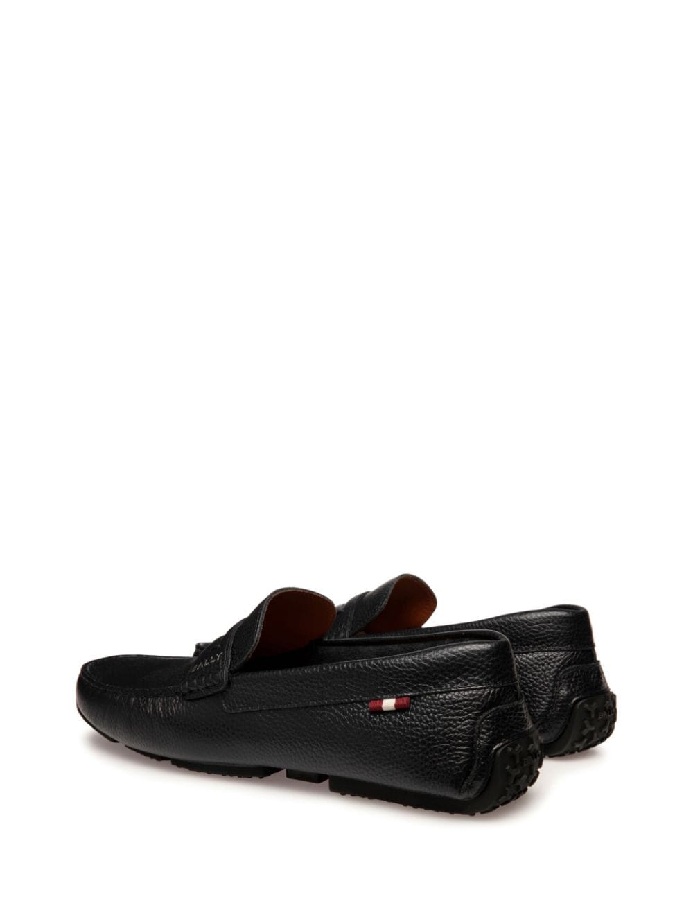 Shop Bally Pilot Driver Grained Leather Loafers In Black