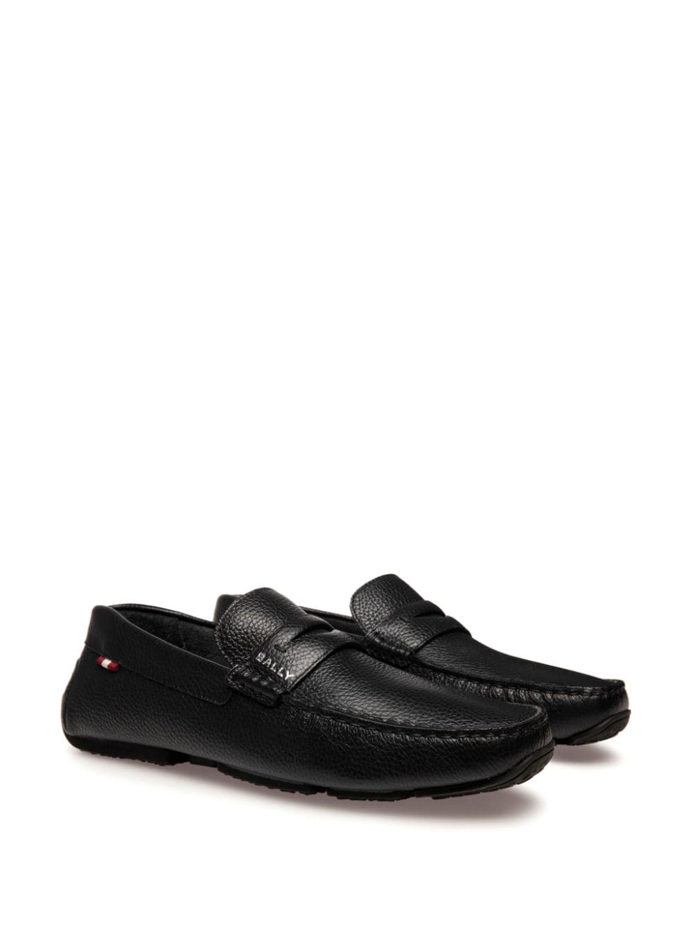 Shop Bally Pilot Driver Grained Leather Loafers In Black