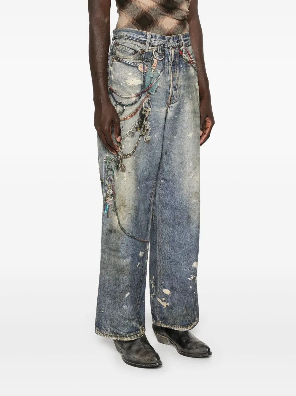 Acne Studios 1981M broek met wijde pijpen Blauw